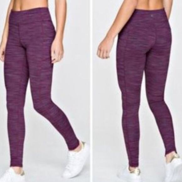 Kyodan Double Brushed High Waist Full Length XS Deep Purple Space Dye Leggings - Picture 16 of 16